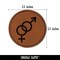 Interlocked Male and Female Sign Heterosexuality Gender Symbol Round Iron-On Engraved Faux Leather Patch Applique - 2.5"